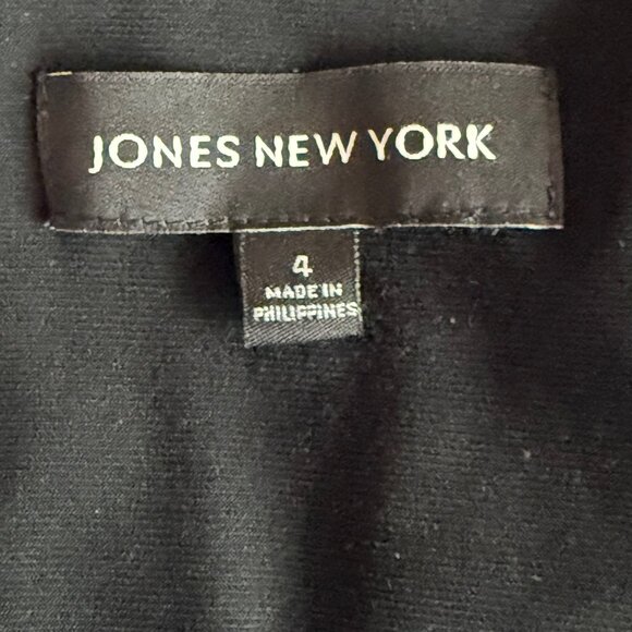 Jones New York Black‎ White Animal Print Faux Wrap Ruched Dress Size 4 - Picture 5 of 6